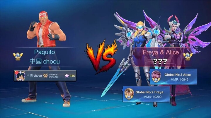 TOP GLOBAL PAQUITO VS 10K MMR FREYA & ALICE IN RANKED!! (they thought it’s an ea