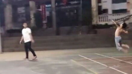 The kid successfully completed the jump