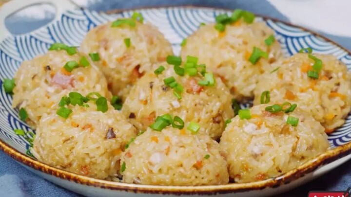 ข้าวปั้นใส่ไส้กรอกและเผือก หอมนุ่มเหนียว วันนี้ทำสำเร็จสมบูรณ์แล้ว~