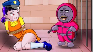 어몽어스 오징어 게임 Squidgame Doll Police and Pink Soldier's Prison Break |  FRIDAY NIGHT FUNKIN ANIMATION