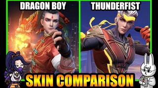 CHOU NEW SKIN HERO THUNDERFIST SKIN VS. DRAGON BOY EPIC SKIN - MLBB SKIN COMPARISON SERIES