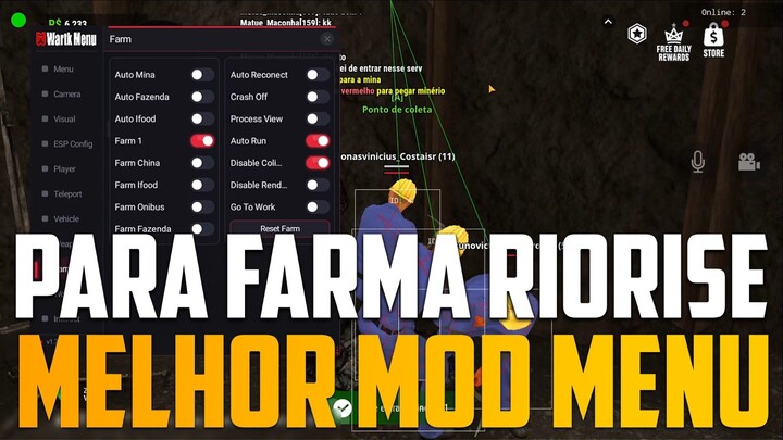 RIO RISE MOD MENU 2026 ATUALIZADO FARM AUTOMÁTICO + VIDA INFINITA + RECURSOS INSANOS😱