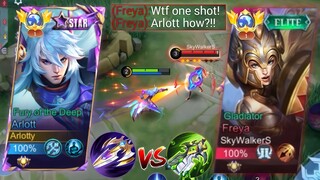 ARLOTT VS FREYA STRONG FIGHTER IN HIGH RANK | WHO IS THE STRONGEST FIGHTER? |ARLOTT BEST BUILD -MLBB