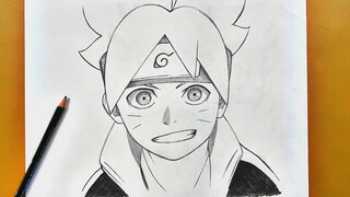 Anime sketch || How to draw Boruto uzumaki easy steps