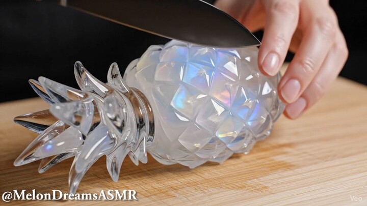 【AI ASMR】Glass fruits cutting｜satisfying cracking sounds