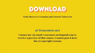 [GET] Niche Discovery Formula and Curated Niches List