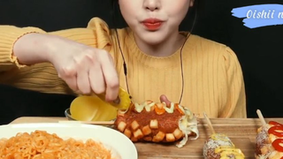 Mì Buldak Róse , hotdog phô mai phần 2 #anngonmoingay