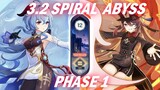 C0 Ganyu Melt & C0 Hu Tao - 3.2 Spiral Abyss Floor 12 Phase 1