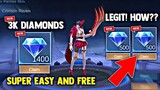 3K DIAMONDS SUPER FAST AND EASY TO GET FREE DIAMONDS EVERYDAY! LEGIT! HOW? | MOBILE LEGENDS 2022