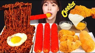 ASMR MUKBANG| 직접 만든 짜짜로니 & 치토스 양념치킨 핫도그 먹방 & 레시피 FRIED CHICKEN AND HOT DOG EATING