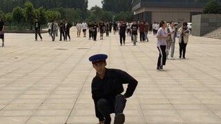 Dancing happily on the university campus
