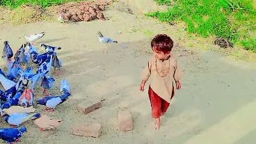 The little baby playing Pigeon