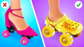 🛼AKU MEMBUAT SEPATU KEREN DENGAN RODA! Murid Kaya vs Bokek⚡️ Kiat & Tips Berpakaian oleh 123 GO!