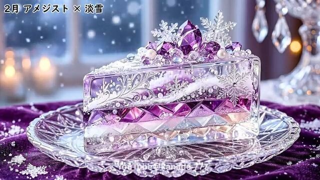 A beautiful glass cake featuring the birthstones for each of the 12 mont