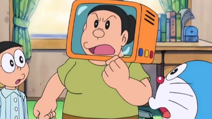 Nobita menggunakan TV stand-in untuk pergi keluar di alam liar