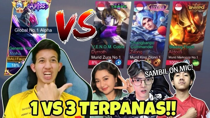 1 VS 3 TERPANAS!! ALPHA FAUZAN VS MURID MARKOCOP, ZURA DAN KING ZILONG! SAMBIL O