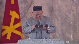 Kim Jong-un appears to cry in emotional military parade speech