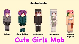 How To Get All GIRLS Mob in Minecraft PE | Cute Mob MCPE MCBE Addons