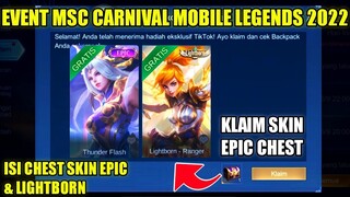 EVENT MSC CARNIVAL MOBILE LEGENDS | CARA KLAIM SKIN EPIC CHEST ISI SKIN EPIC & LIGHTBORN PERMANEN
