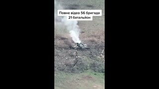 Russian Tank Hits a Mine, then Finished Off Near Bakhmut