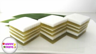 ขนมไทย วุ้นกะทิ วุ้นกะทิใบเตย Pandan and Coconut Jelly|ทำอาหารง่ายๆ |happytaste