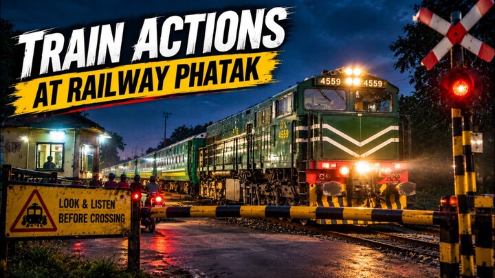 TRAIN ACTIONS AT RAILWAY PHATAK 🚆🔥 | Dangerous Train Crossing | Pakistan Railway