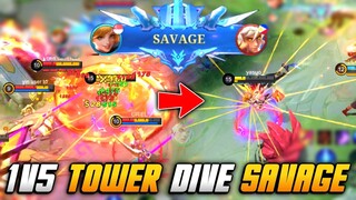 FANNY 1V5 TOWER DIVE SAVAGE | RANK GAMEPLAY | MLBB