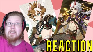 Oh no, they are cute and hot! | Genshin Impact - Character Demos: Gorou & Arataki | REACTION