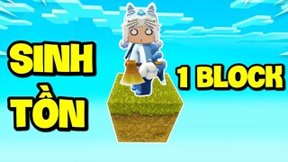 SINH TỒN CHỈ VỚI 1 BLOCK SIÊU KHÓ TRONG MINI WORLD *MEOWPEO XÂY NHÀ VÀ VƯỜN CHỈ VỚI 1 BLOCK
