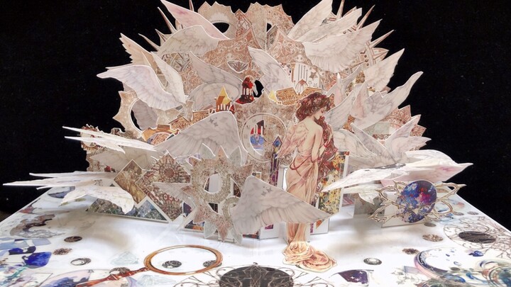 A pop-up book with wings