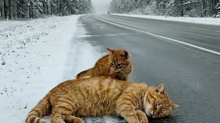 Mother Cat Crying for Help in the Snow… Trying to Save Her Tiny Kittens 🥺❄️#kittenrescue #catrescue