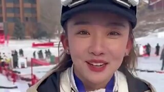 Snow skiing competition turns into a fancy car rollover
