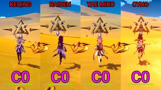 Raiden Shogun vs Cyno vs Keqing vs Yae Miko! Who is the best dps? GAMEPLAY COMPARISON!