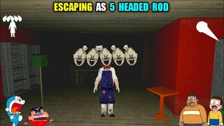 *5 HEADED ROD* Banke Kiya Train Escape In Granny 3 With Doraemon And His Friends | Granny Doraemon |