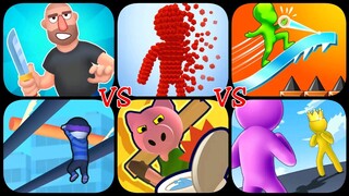 Hit Master 3D VS Pixel Rush 3D VS Freeze Rider VS Roof Rails VS Object Hunt VS Giant Rush