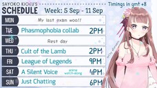 Weekly Schedule [5 Sep - 11 Sep]