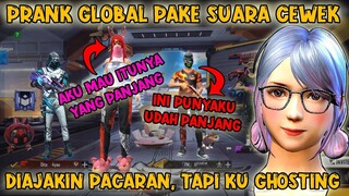 PRANK GLOBAL FF SUARA CEWEK, PUNYAKU PANJANG NIH MAU GAK 😂 SLEBEW FREE FIRE