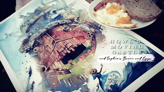 PAINTING Studio Ghibli Scenes | Howl's Moving Castle | Cooking Anime food for my children! | 宮崎駿