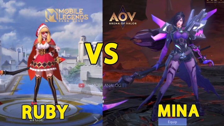 RUBY MLBB VS MINA AOV HERO SKILL EFFECT COMPARISON