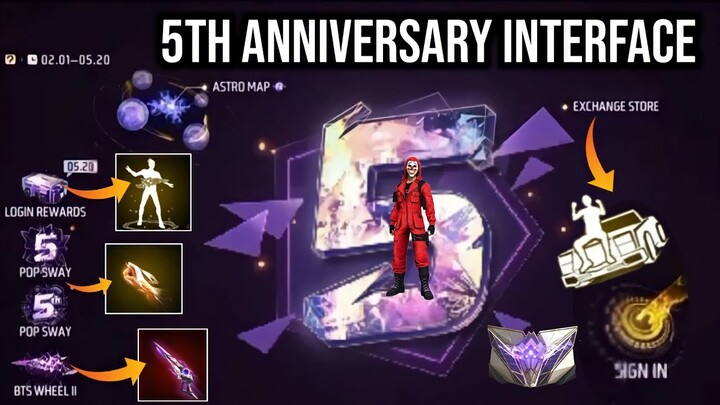 5Th Anniversary Interface Free Fire | 5Th Anniversary Event Calendar | Free Fire New Event