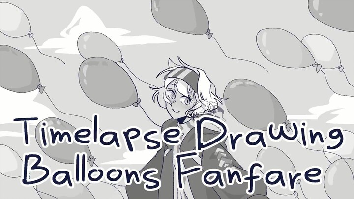 Balloons Fanfare Timelapse Drawing