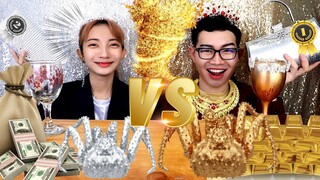 ชาเลนจ์คนรวย VS คนรวยมาก อาหารสีเงิน VS สีทอง #Mukbang Rich people vs very rich, silver gold:ขันติ