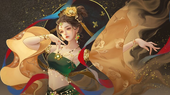 Proses menggambar dewi Dunhuang 