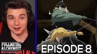 ED VS. THE SLICER!! AL VS. BARRY THE CHOPPER!! | Fullmetal Alchemist: Brotherhood REACTION Episode 8