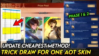 TRICK DRAW TO GET AOT SKIN (CHEAPEST METHOD) Free Tokens Phase 1 + Phase 2! - MLBB