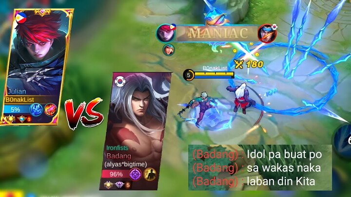 Julian Supreme Meets Top Global Badang |  How to Counter Badang In Solo Ranked | JULIAN GAMEPLAY