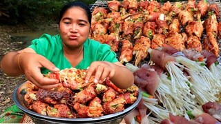 Cooking BBQ Pork with salad Recipes & Cooking life