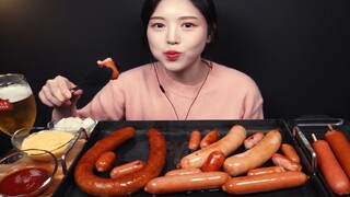 Mukbang ASMR  Xúc xích Kielbasa mọng nước + xúc xích Vienna + bia #amthuc