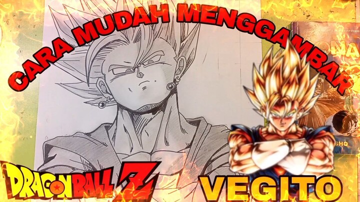 cara mudah menggambar anime dragon ball, vegito
