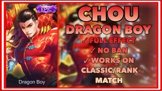 Chou Dragon Boy Skin Script - Full Effect + Frame | Mobile Legends - No Password